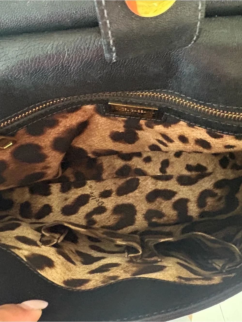 Dolce & Gabbana Black Fur and Leather Top-Handle Satchel